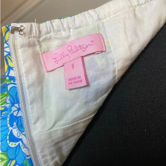 Lilly Pulitzer Halter Floral Dress Blue‎ Green and yellowSize 8 - Picture 6 of 9